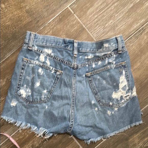 Rag & Bone Blue Distressed Jean Shorts with Raw-Cut Hems - Picture 3 of 6